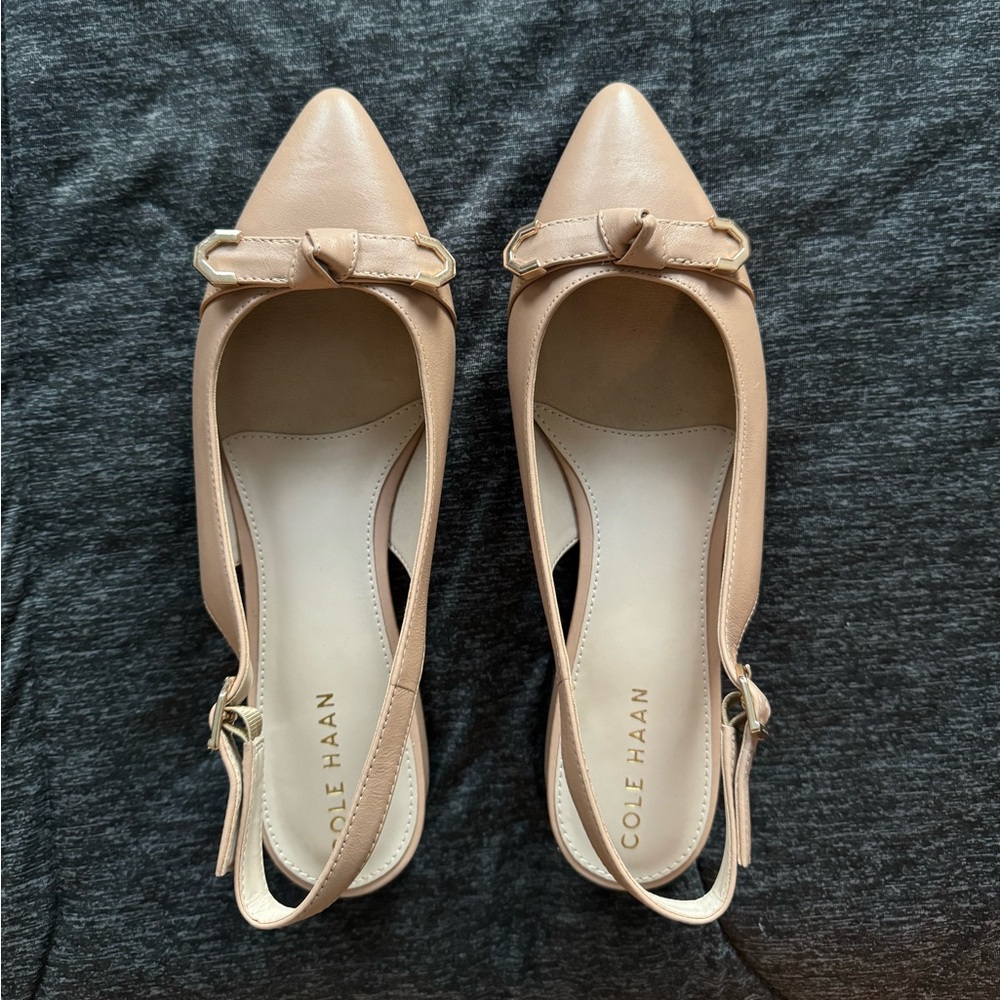 Cream slingback mules
